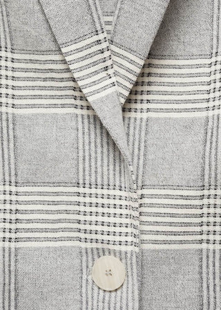 Blazer Largo con Estampado de Cuadros