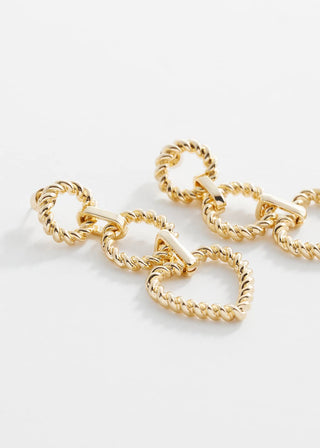 Aretes Largos con Diseño Corazón