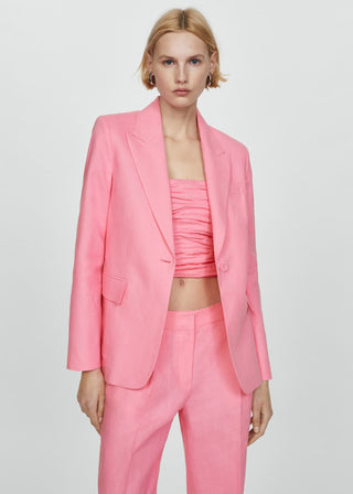 Pantalón con Pinzas Delanteras de Lino