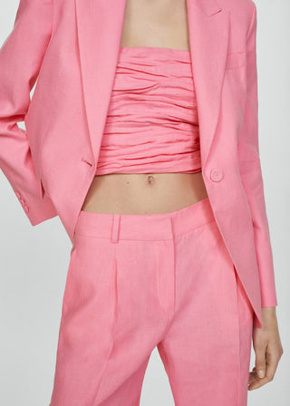 Pantalón con Pinzas Delanteras de Lino