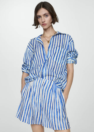 Short Talle Medio con Estampado de Rayas