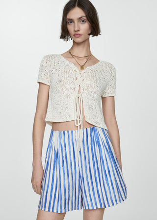 Short Talle Medio con Estampado de Rayas