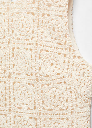Vestido Manga Corta con Tejido Bordado