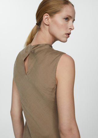 Vestido Semitransparente Cuello Alto