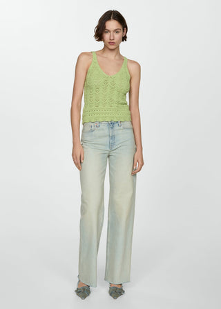 Camiseta de Tirantes con Calado Floral