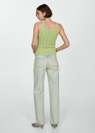 Camiseta de Tirantes con Calado Floral