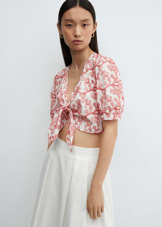 Blusa Corta con Estampado Floral