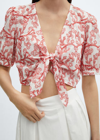 Blusa Corta con Estampado Floral