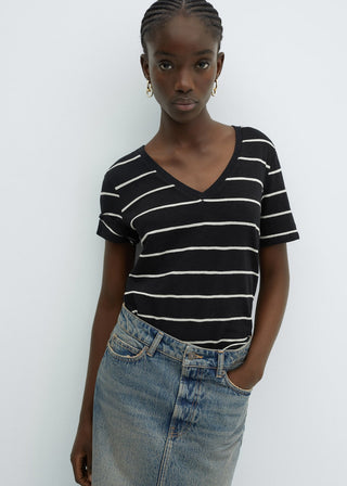 Camiseta Manga Corta Estampado de Rayas