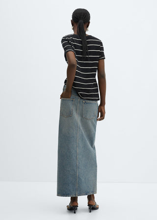 Camiseta Manga Corta Estampado de Rayas