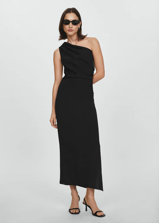 Vestido Midi con Escote Asimétrico