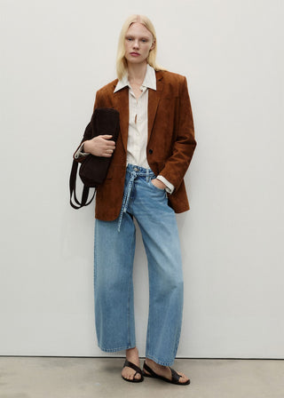 Jeans Talle Alto Estilo Balloon con Cinturón