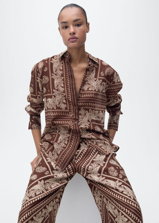 Camisa Manga Larga con Estampado Paisley