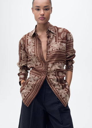 Camisa Manga Larga con Estampado Paisley