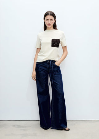 Camiseta Manga Corta con Bolsillo Crochet