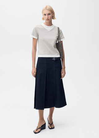 Camiseta con Detalles en Contraste de Algodón