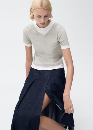 Camiseta con Detalles en Contraste de Algodón