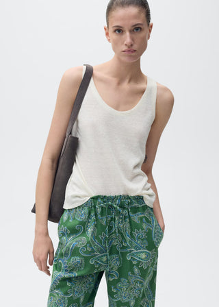 Pantalón con Cintura Elástica Estampado Paisley