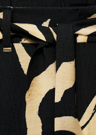 Pantalón Recto con Cinturón Estampado