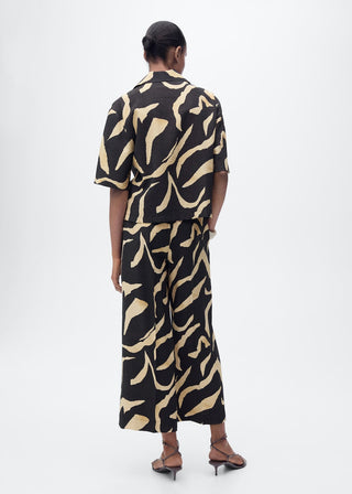 Pantalón Recto con Cinturón Estampado