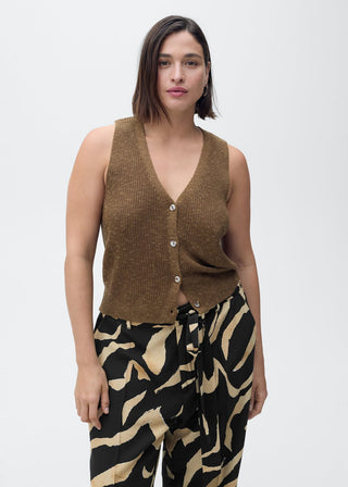 Pantalón Recto con Cinturón Estampado