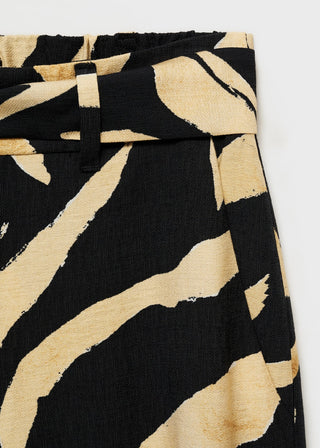 Pantalón Recto con Cinturón Estampado