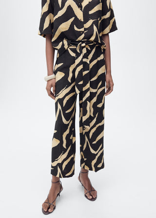 Pantalón Recto con Cinturón Estampado