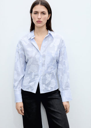 Camisa Manga Larga Oversize con Bordado