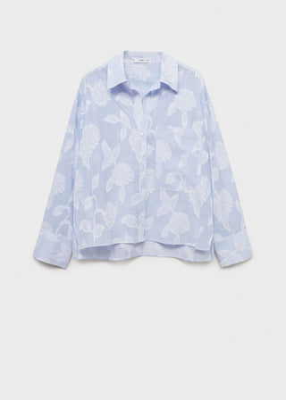 Camisa Manga Larga Oversize con Bordado