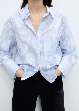 Camisa Manga Larga Oversize con Bordado