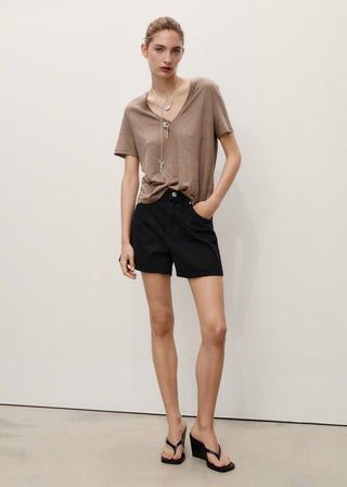 Short Denim Talle Alto con Bolsillos