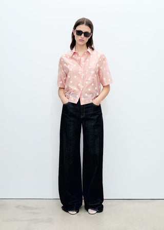 Camisa Manga Corta con Detalle Bordado