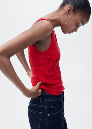 Blusa de Punto con Detalles Calados