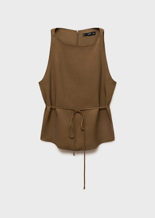 Blusa Cuello Redondo con Cinturón