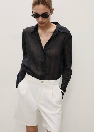 Short Denim con Pinzas Delanteras