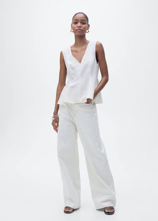 Blusa de Tirantes Peplum con Lino