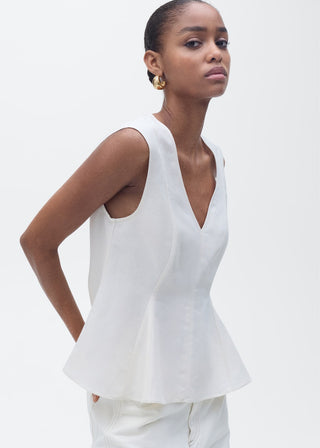 Blusa de Tirantes Peplum con Lino