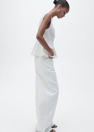 Blusa de Tirantes Peplum con Lino