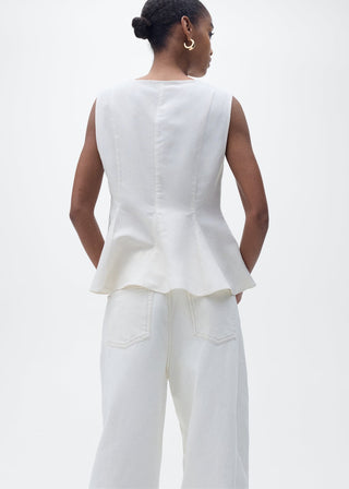 Blusa de Tirantes Peplum con Lino