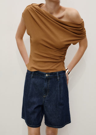 Short Denim con Pinzas Delanteras