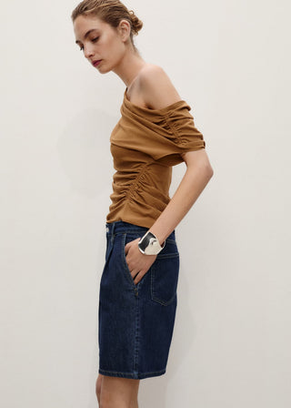 Short Denim con Pinzas Delanteras