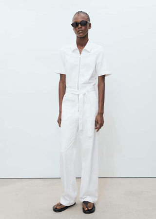 Enterizo Denim Manga Corta con Cinturón