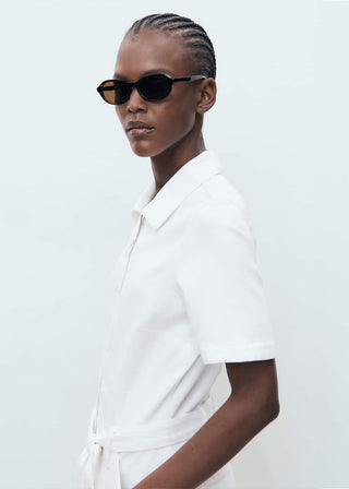 Enterizo Denim Manga Corta con Cinturón