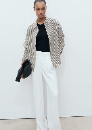 Camisa Manga Corta con Estampado de Rayas