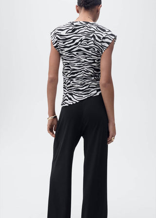 Camiseta Drapeada con Estampado Animal Print