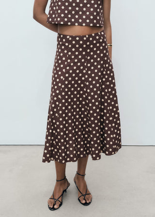 Enagua Midi de Lino con Estampado de Puntos