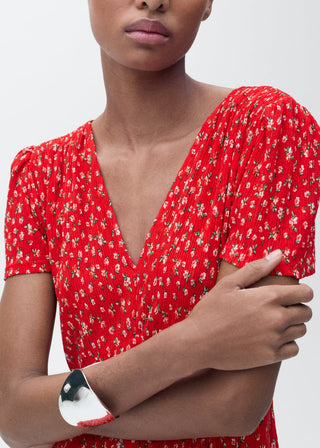 Vestido Manga Corta con Estampado Floral