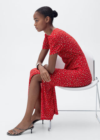 Vestido Manga Corta con Estampado Floral