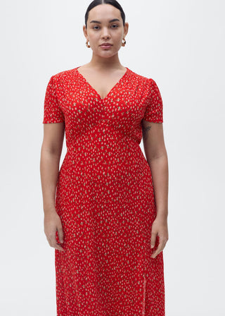 Vestido Manga Corta con Estampado Floral