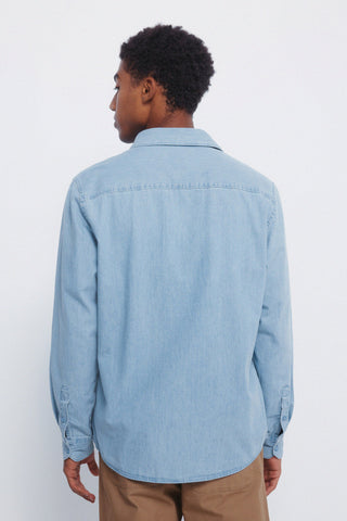 Camisa Denim Manga Larga con Logo